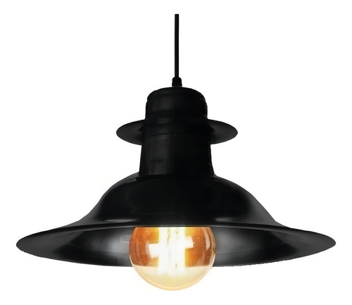 Colgante 1 Luz Negro 35cm Galponera Vintage Full