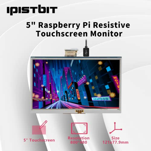 Monitor Táctil Ipistbit Raspberry Pi, Pantalla Hdmi De 5 Pul