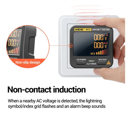 Comprobador De Enchufe Inteligente Digital Ac11, Toma D, Pr