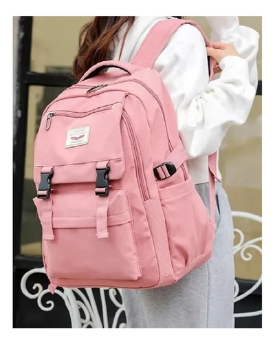 Mochila Bolso Escolar Juvenil Imprmeable Gran Capacidad 40l Color Rosa