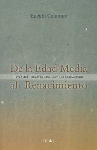 Libro De La Edad Media Al Renacimiento. Ramón Llull, Nicolá