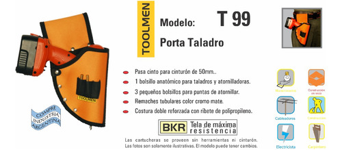 Imagen 2 de 9 de Cartuchera Portaherramienta Taladro Atornillador Toolmen T99