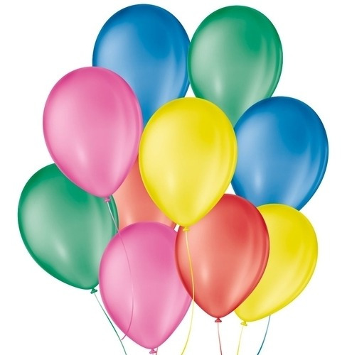 Balão De Festa Latex 9'' 23cm - Colorido Sortido - 50 Unidad