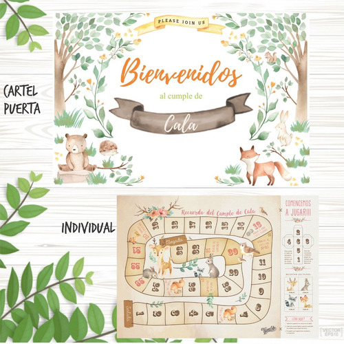 Kit Imprimible Animales Del Bosque Pastel Cumpleaños Comple