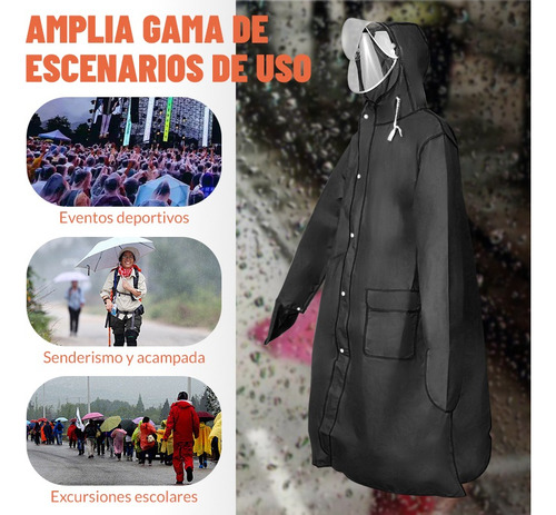2pc Poncho Impermeable De Lluvia Con Capucha Reutilizable