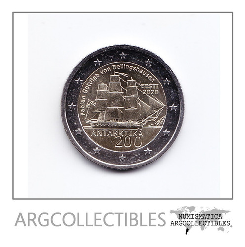 Estonia Moneda 2 Euros Bimetalica 2020 Antartida  Unc