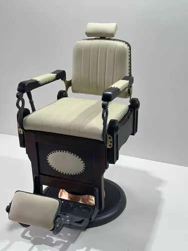 Cadeira De Barbeiro Ferrante Restaurada Em Couro Natural
