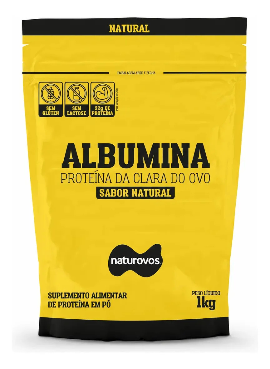 Albumina Naturovos Natural 1kg Refil Proteina