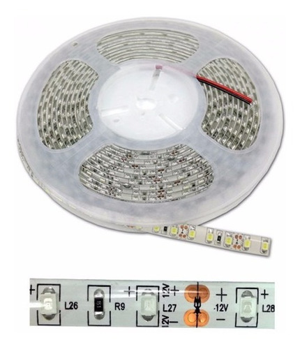 5metros Tira Led 24v - 60 Led Para Exterior Blanca + Fuente 