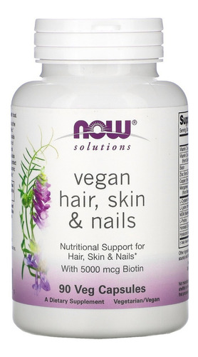 Suplemento en cápsula NOW  Solutions Vegan hair, skin & nails /Cabello, piel y uñas Vegano vitaminas