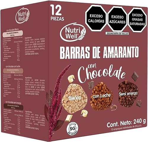 Nutriwell Mix Barras De Amaranto Y Chocolate 240 Gr