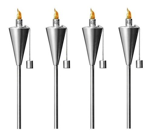 Antorcha Acero Inoxidable Citronella Deco Exterior Pack X 4