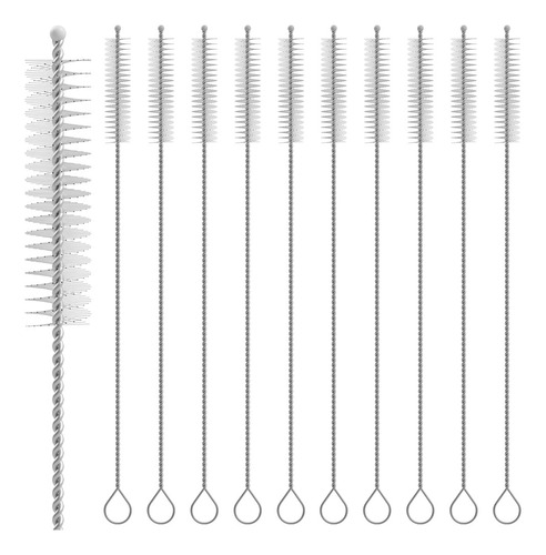 100 Pzs Cepillo Limpia Popote Acero Inoxidable 22cm Pipas