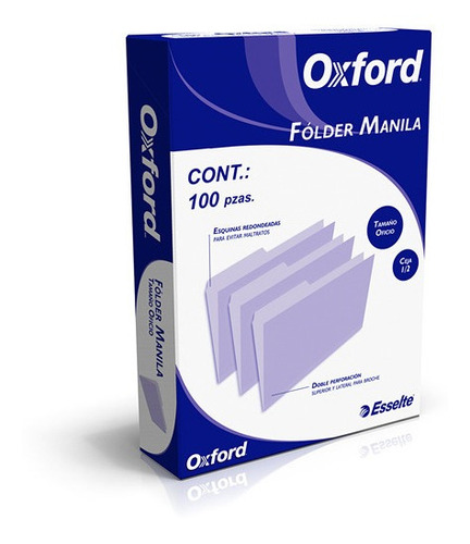 Folder Tamaño Oficio Oxford 1/2 Ceja Color Crema (100pz)
