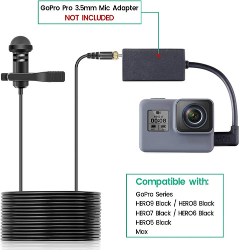 Weishan Lapel Microphone, Compatible Gopro Hero9/8/7/6/5