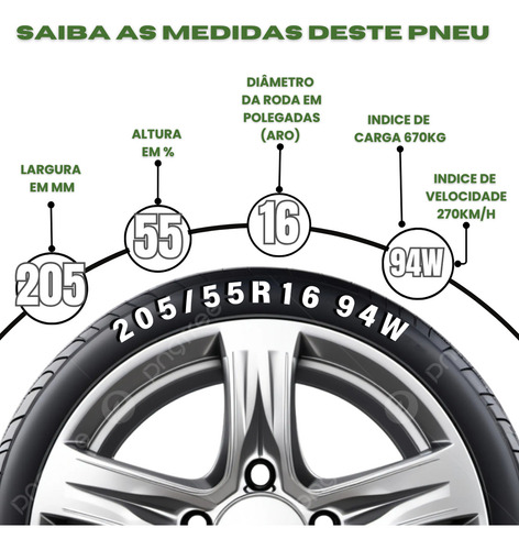 Kit 2 Pneu 205/55r16 94w Fastway E1 Xbri Aro 16 Índice De Velocidade W