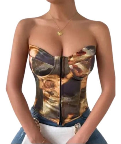 Corset Bustier Estampa Renacimiento Importado Arte Aesthetic