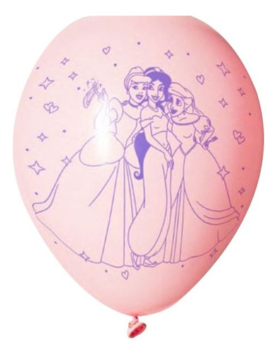 Globos Impresos Princesas Disney 9 Pulgadas X 15 Unidades