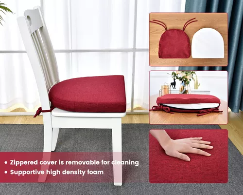 Cojines de silla para sillas de comedor, 6 unidades en forma de U, cojines  de silla de cocina con lazos, almohadillas antideslizantes para sillas de