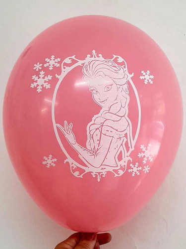 30 Globos 12  Con Diseño De Frozen + 30 Portaglobos