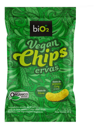 Chips biO2 Vegan Chips ervas sem glúten 40 g