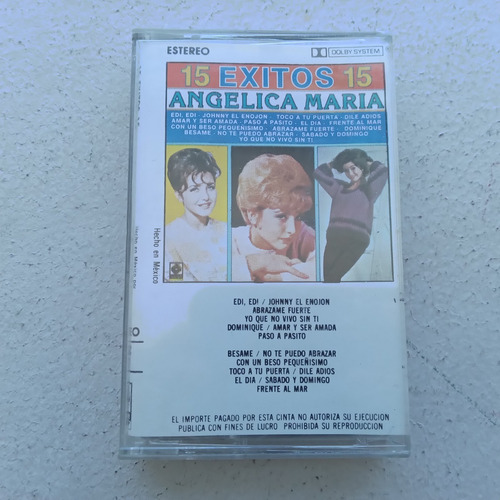 Cassette 15 Éxitos 15. Angelica María. Discos Musart.