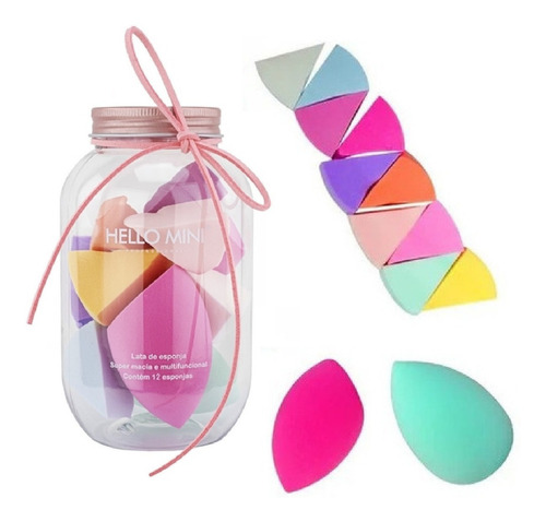 Kit Pote 12 Esponjas Para Maquiagem Hello Mini