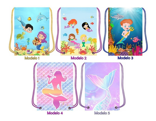 Imagen 6 de 6 de 20 Morralitos Dulceros Sirenas Cola Silueta Unisex Niña Niño