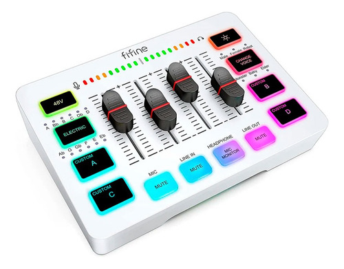 Mixer Fifine Sc3 Blanco Usb-c Xlr Rgb 50db Para Streaming