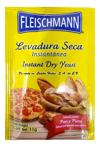 Levadura En Polvo Fleischmann Caja C/5 Sobres De 11 G