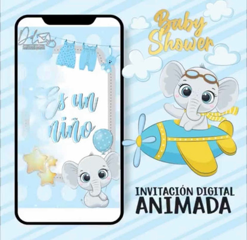 Video Invitación Digital Animada Baby Shower - Elefante 