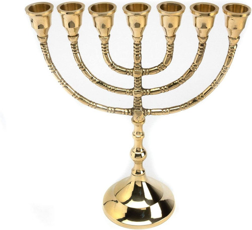 Native Spirit Menora, Gold, 7-light, Hebrew Candelabra