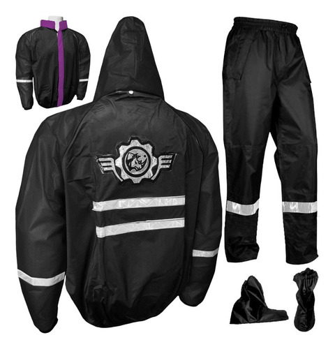 Traje Impermeable Chaqueta Moto Tipo Icon 4 Piezas Dama