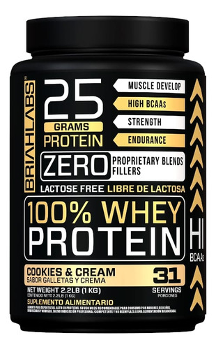 Proteina 100% Whey Protein 1 Kilo Cookies - Briahlabs