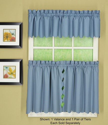 Cortina Festoneada Azul 60 X 91 Cm Par De Niveles 36 Pulgada