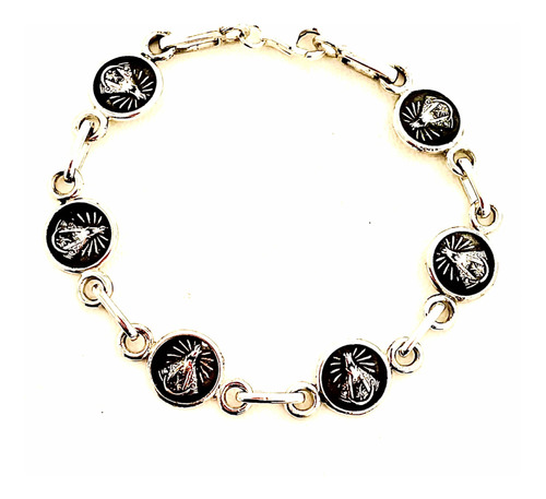 Pulsera Eslabones Virgen De Luján De Plata. Sg- Joyería