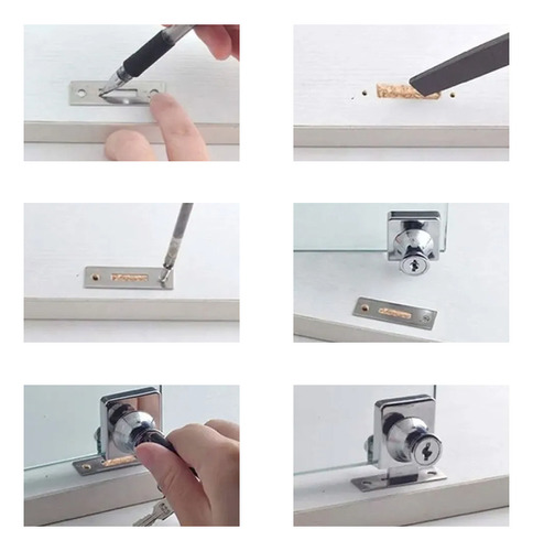 Cerradura Para Vitrina Con Puerta De Vidrio Simple | Metalica Cromada | Inomax Im8040