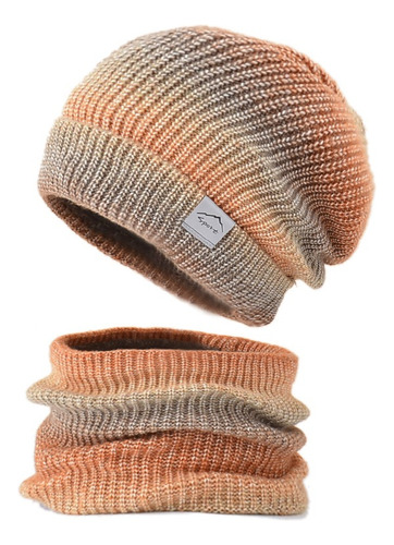 Conjunto Gorros Para Frio Bufandas Tejidas Lana Unisex Moda