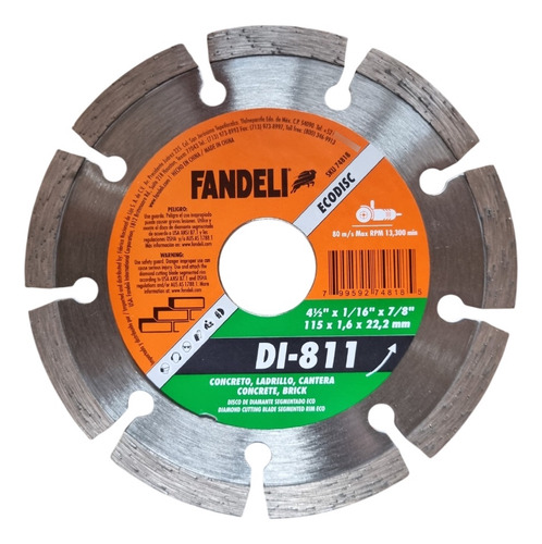 Disco Diamante Eco Fandeli 4 1/2 Dl-810 Segmentado, 10 Pz Azul