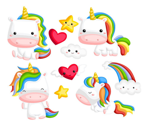 Clipart Unicornios Colores Vivos 1