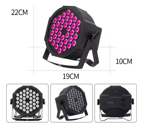 Canhão Parled 36 Leds Rgb 3w Triled Refletor Strobo Dmx Led