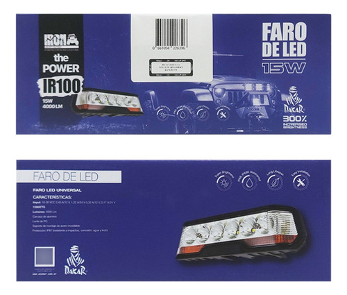 Faro Led Rectangular Iron 4000 Lumenes 30w Chip Osram 12/24v