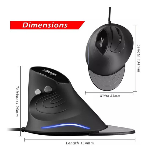 Zy Ratón Vertical Zelotes Ergonomico Programable Gamer Pc