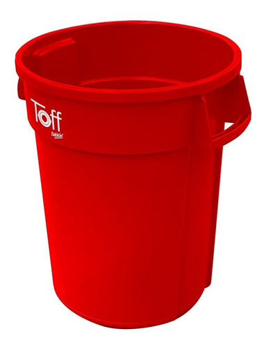 Contenedor 60l Bote Basura Toff Con Asas Color Rojo