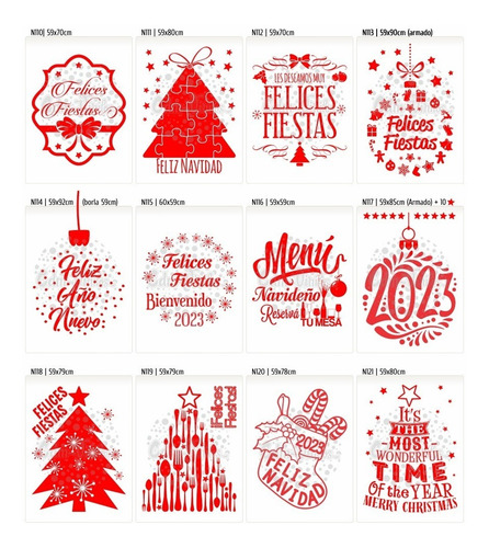 Vinilos Vidrieras Arboles Navidad Navideños Felices Fiestas Reyes Tematicos Ploteo Pared