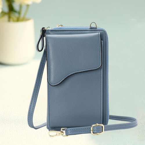 Bolso Bandolera De Cuero Pu Para Mujer, Mini Bandolera, Azul