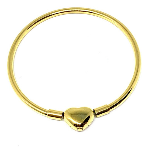 Pulsera Acero Inoxidable Dorado Broche Corazon Para Dijes