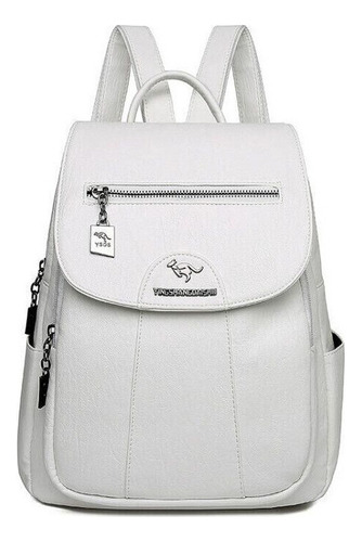 Mochila de piel de alta calidad para mujer, color blanco vintage