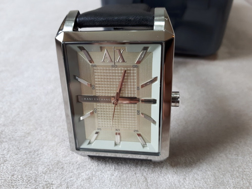 Relógio Original Armani Exchange Ax Pulseria De Couro Preto