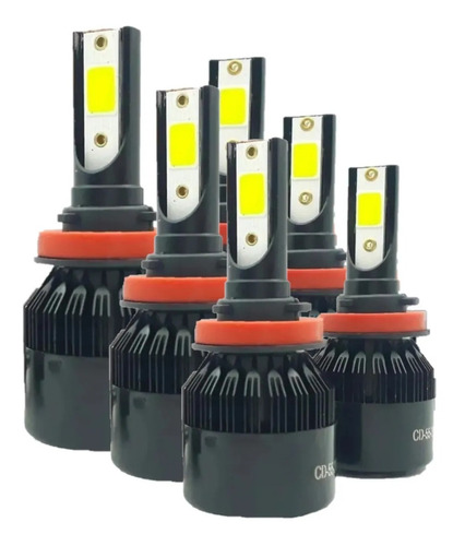 Kit 6 Lâmpadas Ultra Led Super Farol Alto Baixo Milha 8000k